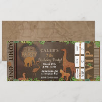 ZOO PARTY Brown Animals Birthday Party Ticket