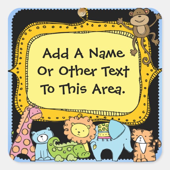 Zoo Personnalisé Animaux Elephant Giraffe Stickers (Devant)