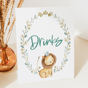 Zoo Safari Animal Lion Baby Shower Drink Table  Pedestal Sign