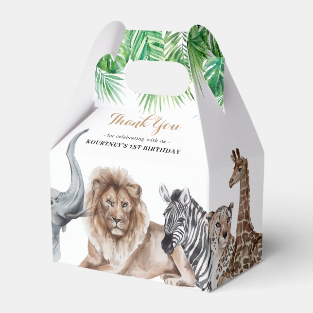 Zoo Safari Animals Thank You Favor Box (Front Side)