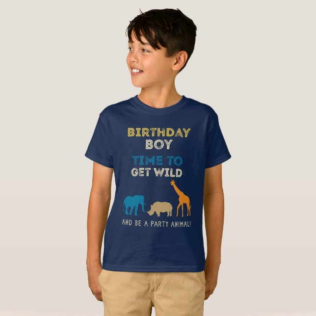 Zoo Safari Birthday Party Boy T-Shirt (Front Full)