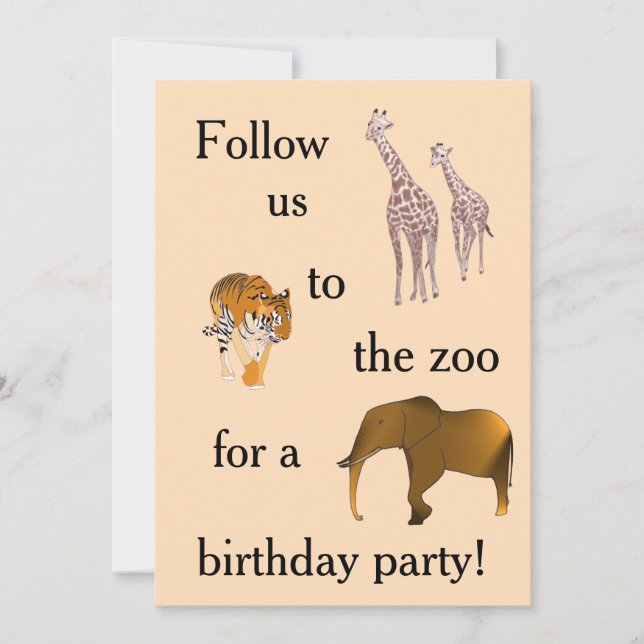 Zoo Thème Anniversaire Invitations de fête (Devant)