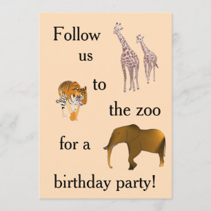Zoo Themed Birthday Party Invitations