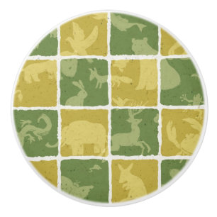 zoo themed pattern ceramic knob