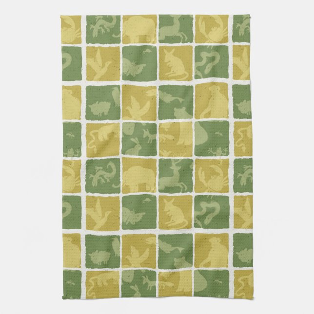 zoo themed pattern kitchen towel (Vertical)