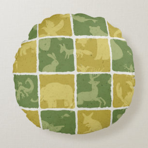 zoo themed pattern round pillow