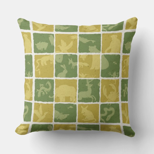 zoo themed pattern throw pillow (Front)