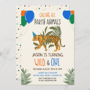 Zoo Wild and One Jungle Anniversaire Invitation Bo