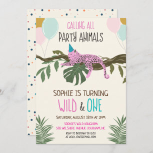 Zoo Wild and One Jungle Anniversaire Invitation Gi