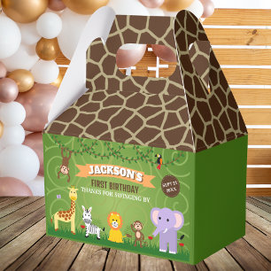 Zoo Wild Animal Jungle Safari Kids Birthday  Favor Box