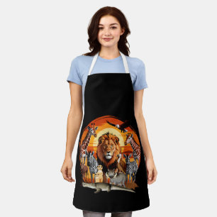 Zookeeper African Animals Design Cute Zoo Art Apron