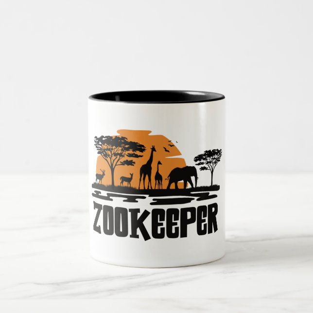 Zookeeper, Zoo Keeper Two-Tone Coffee Mug (Center)