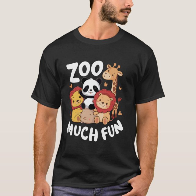 Zookeeper Zoo Much Fun Animals Panda Lion Safari T-Shirt (Front)