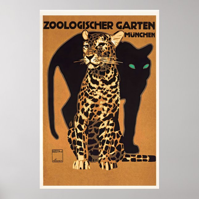 Zoologischer Garten München Black Panther anf Poster (Front)