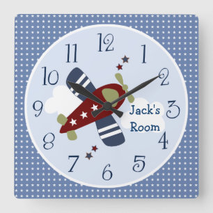 Zoom Along Airplane Nursery/Children's Clock