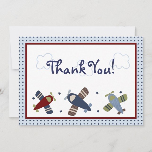 Zoom Along Airplane Thank You Card (Front)