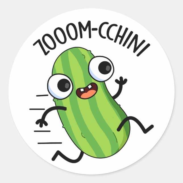 Zoom-cchini Funny Zucchini Pun  Classic Round Sticker (Front)