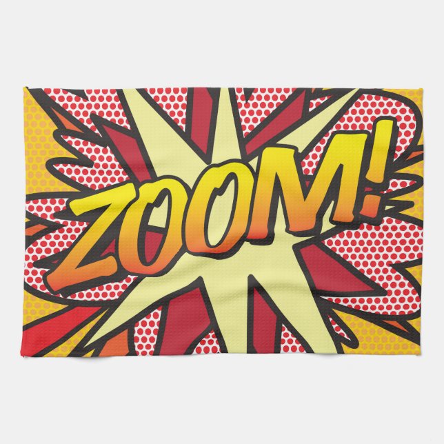 ZOOM Fun Retro Comic Book Pop Art Kitchen Towel (Horizontal)
