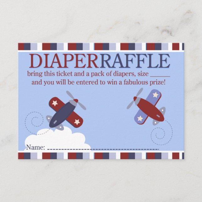 Zoom le long de l'avion Douche Diaper Carte Raffle (Devant)