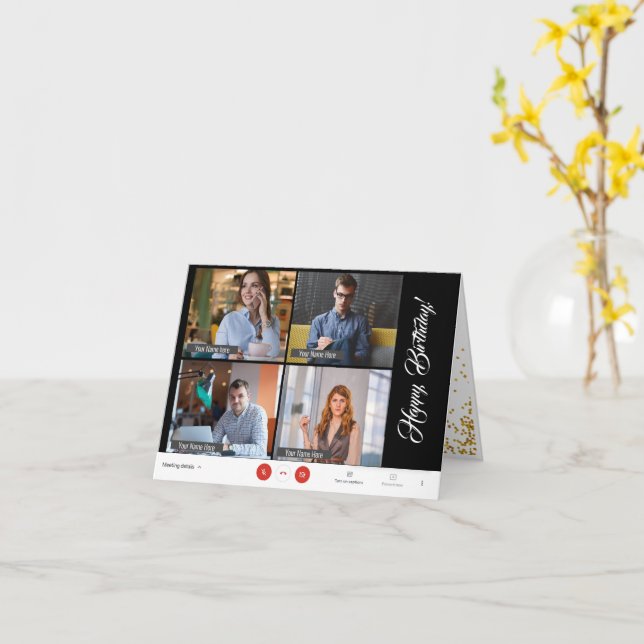 Zoom Meeting Funny Online Birthday from Group Card (Yellow Flower)