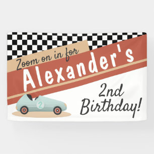 Zoom Zoom Retro Car Theme Car Racing Fanatic Cute Banner