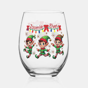 Zoomie Elves Christmas Stemless Wine Glass