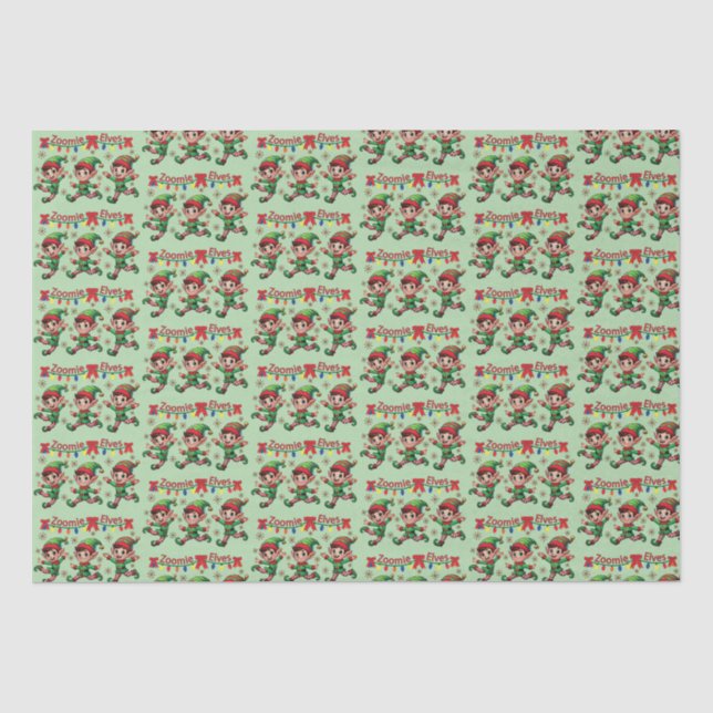 Zoomie Elves Christmas Tissue Paper (Front)