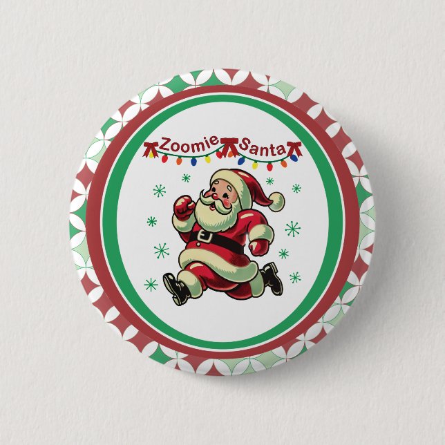 Zoomie Santa Christmas 2 Inch Round Button (Front)