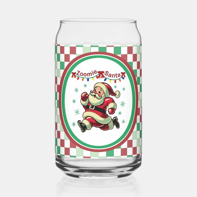 Zoomie Santa Christmas Can Glass (Front)