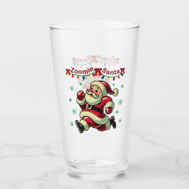 Zoomie Santa Christmas Glass (Front)
