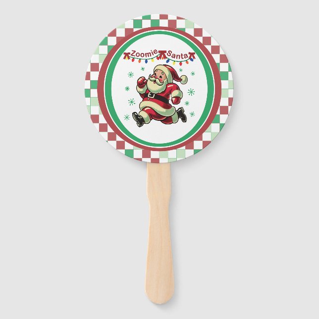 Zoomie Santa Christmas Hand Fan (Front)