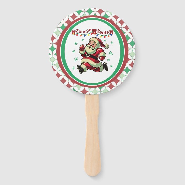Zoomie Santa Christmas Hand Fan (Front)