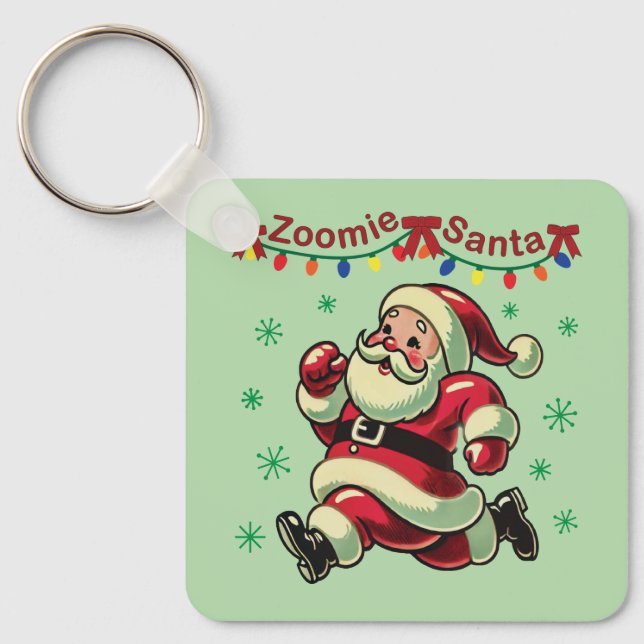 Zoomie Santa Christmas Keychain (Front)