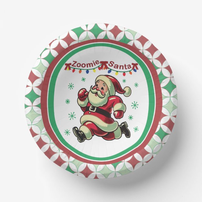 Zoomie Santa Christmas Paper Plate (Front)