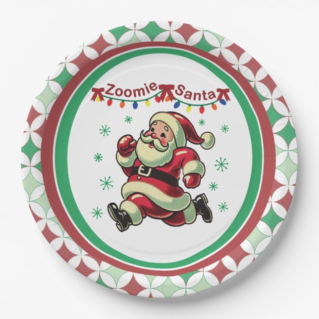 Zoomie Santa Christmas Paper Plate (Front)