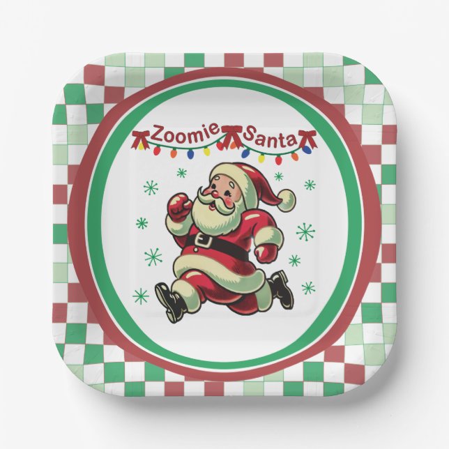 Zoomie Santa Christmas Paper Plate (Front)