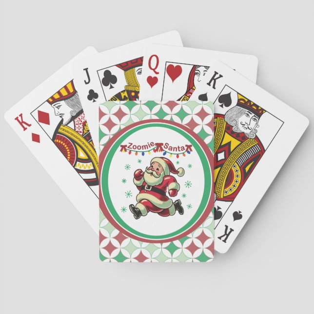 Zoomie Santa Christmas Playing Cards (Back)