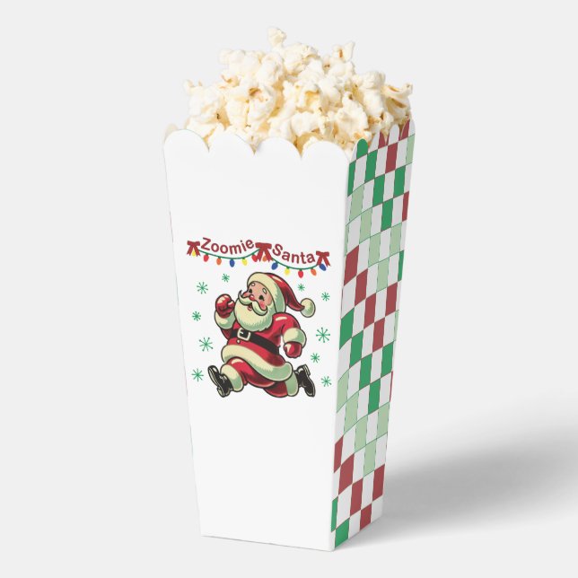 Zoomie Santa Christmas Popcorn  Favor Box (Popped)