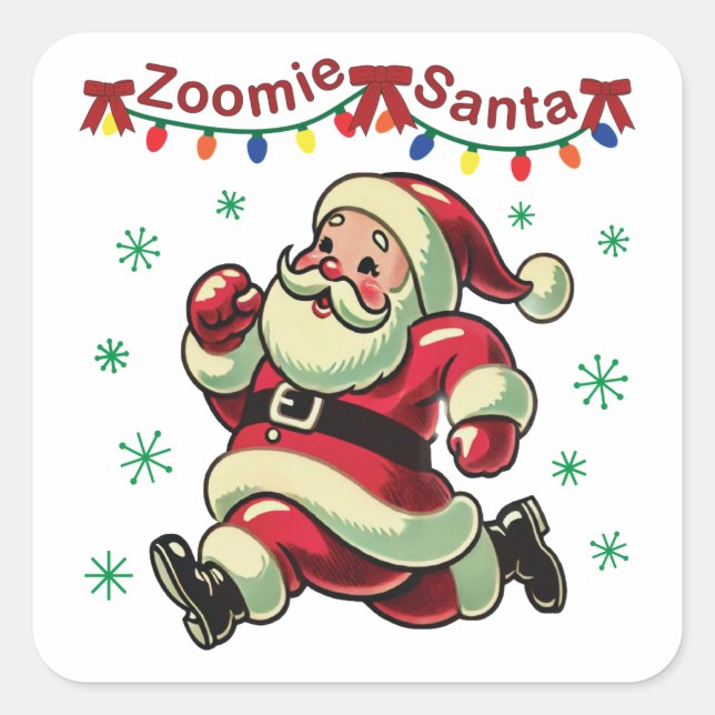 Zoomie Santa Christmas Square Sticker (Front)