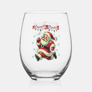Zoomie Santa Christmas Stemless Wine Glass