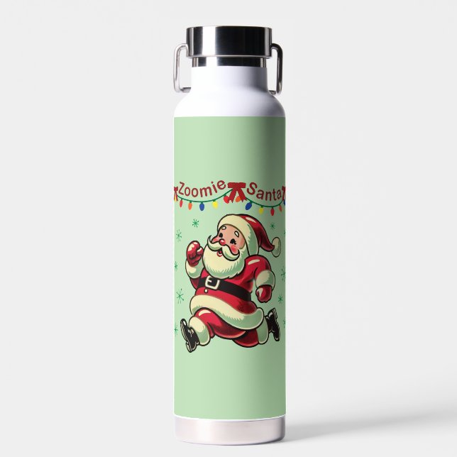 Zoomie Santa Christmas Water Bottle (Front)