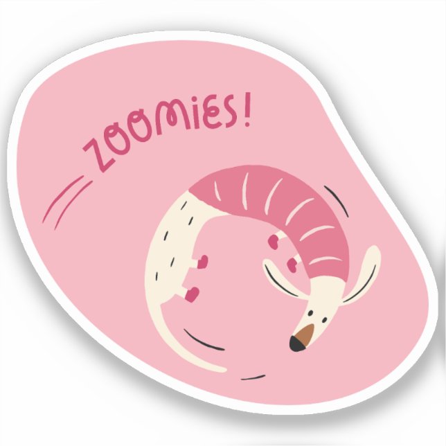 zoomies cute illustrated long dog cherry pink (Front)