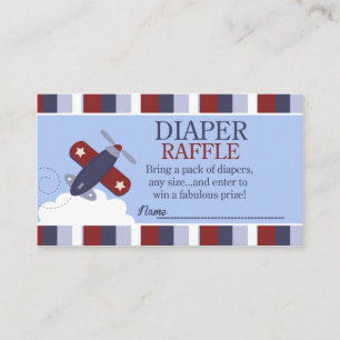Zooming Along Airplane Baby Shower Diaper Raffle Enclosure Card