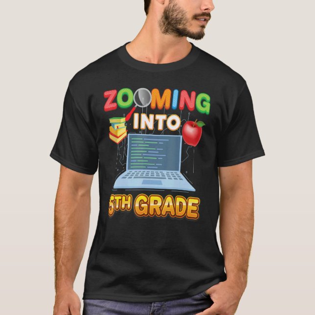 Zooming Into 5th Grade Fifth Virtual Student Learn T-Shirt (Front)