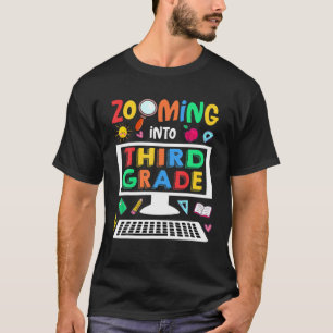 Zooming Into Third Grade Hello Virtual School T-Shirt