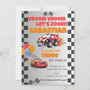Zooming Race Car Anniversaire Invitation