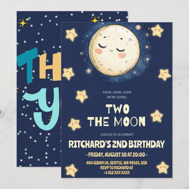 Zooming to the Moon Invitation (Front/Back)