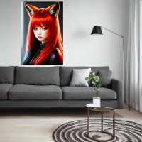 Zoomorphic young lady red hair fox ear | AI Art