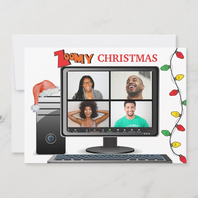 Zoomy Christmas Call Video Satire Conference  Card (Front)