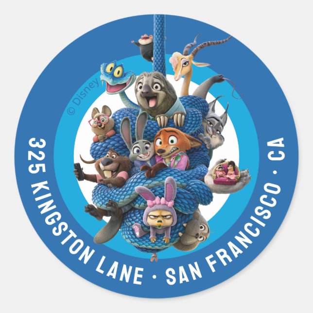 Zootopia 2 Character Birthday Party Classic Round Sticker (Front)